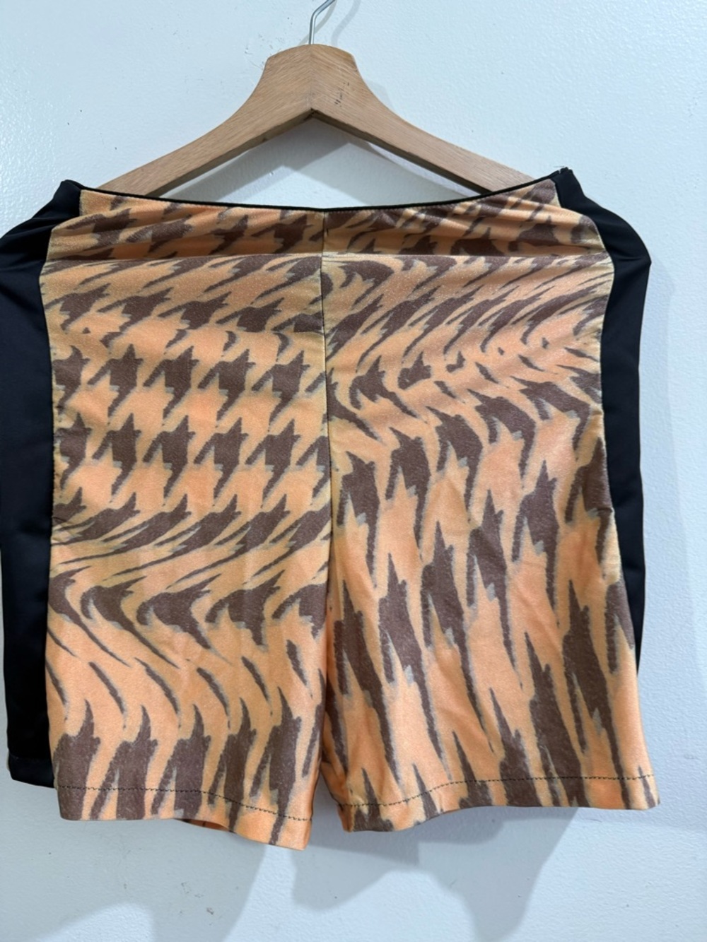 MAISON the FAUX Animal-Print Peach Bike Shorts with Black Side Panels